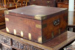 Teak and brass bound trunk, 75cm by 36.