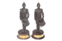 Two military drummer figures from the lst Battalion The Kings Regiment