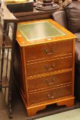 Yew leather inset top two drawer filing cabinet