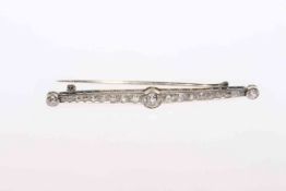 Platinum and diamond bar brooch,