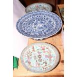 Pair Chinese polychrome artefact plates,