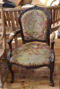 French fauteuil with woolwork panel back and seat