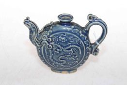 Chinese blue glazed moulded teapot