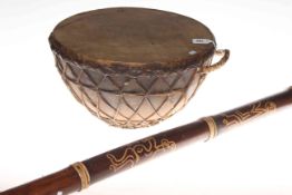 Tribal drum and rain stick