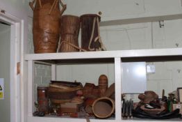 Ethnic drums, skin shields, baskets, brassware, prints,
