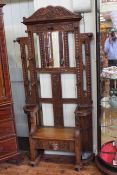 Victorian carved oak combination hallstand/seat