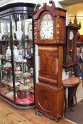 Victorian mahogany eight day longcase clock having painted arched dial, signed J.C.