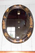 Oval chinoiserie framed wall mirror