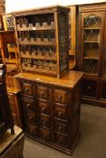 Hardwood chest of twelve drawers and wine rack (2)