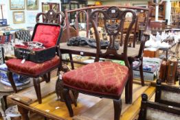 Bentwood triple chair back bench and pair Victorian parlour chairs (3)