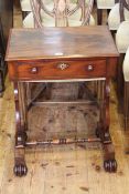 Victorian mahogany single drawer side table raised on shaped supports,