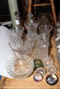 Crystal decanters, vases, paperweights,