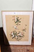 Yee Yet, Chinese painting on fabric, Gallery label verso, framed, 45cm by 35.