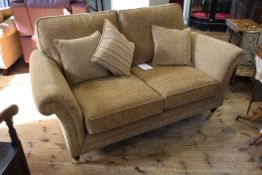 Little used Parker Knoll two seater settee in light brown fabric