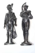 Pair heavy metal soldier figures
