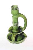 Victorian green glazed pottery chamber candlestick