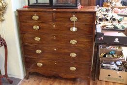 Early 19th Century mahogany chest of two short above four long graduated drawers on splayed legs,