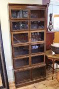 Oak Globe Wernicke style twelve door six height stacking bookcase,