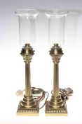 Pair Laura Ashley brass corinthian column table lamps