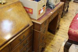 Nine drawer mahogany pedestal desk,