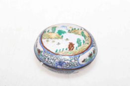 Small Chinese enamel box decorated with river scene
