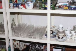 Victorian and later glass including decanters, Coalport and Colclough teaware,