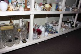 Large collection of dinner and teawares, glassware including large steins,
