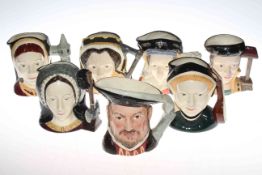 Royal Doulton character jug collection of Henry VIII and six wives