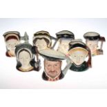 Royal Doulton character jug collection of Henry VIII and six wives