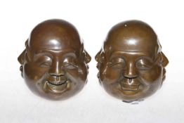 Pair bronze four face Buddha's