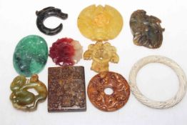 Collection of ten pieces of Chinese hardstone carvings