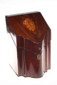 Victorian inlaid mahogany slope front knife box converted to stationery box