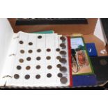 Box with collection of coins