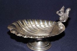 Silver plated shell nut dish with squirrel handle