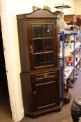 Glazed door top double corner cabinet,