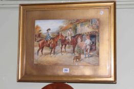 C.W., Figures on Horseback, watercolour, initialled and dated 31 lower right, 24.5cm by 34.