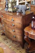 Victorian mahogany and string inlaid bow front chest of two short above three long graduated