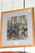 Francis Wainwright, Eccentric Gentleman Looking Through a Magnifying Glass, acrylic on board,