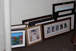 Collection of thirteen various framed paintings and prints
