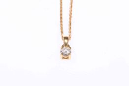 18 carat yellow gold single stone diamond pendant with chain