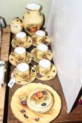 Aynsley Orchard Gold coffee cans and saucers, vase, plate,