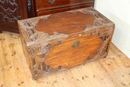 Eastern carved camphorwood trunk, 104cm by 55.