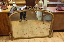 Victorian gilt overmantel mirror with ropework crest