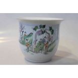Chinese porcelain planter, enamel painted with figures and characters, 22.