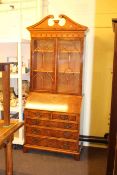 Georgian style mahogany and burr wood bureau bookcase