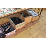 Four boxes of model railway including locomotives, carriages,