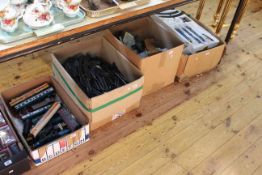 Four boxes of model railway including locomotives, carriages,