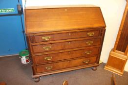 Georgian oak and mahogany crossbanded four drawer bureau