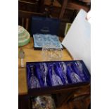 Boxed Royal Doulton crystal wine goblets and Gleneagles tumblers and a fruit bowl