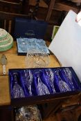 Boxed Royal Doulton crystal wine goblets and Gleneagles tumblers and a fruit bowl